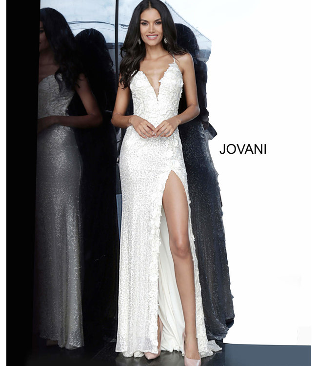 1012 Robe Ajustée Scintillante À Dos Ouvert Crème