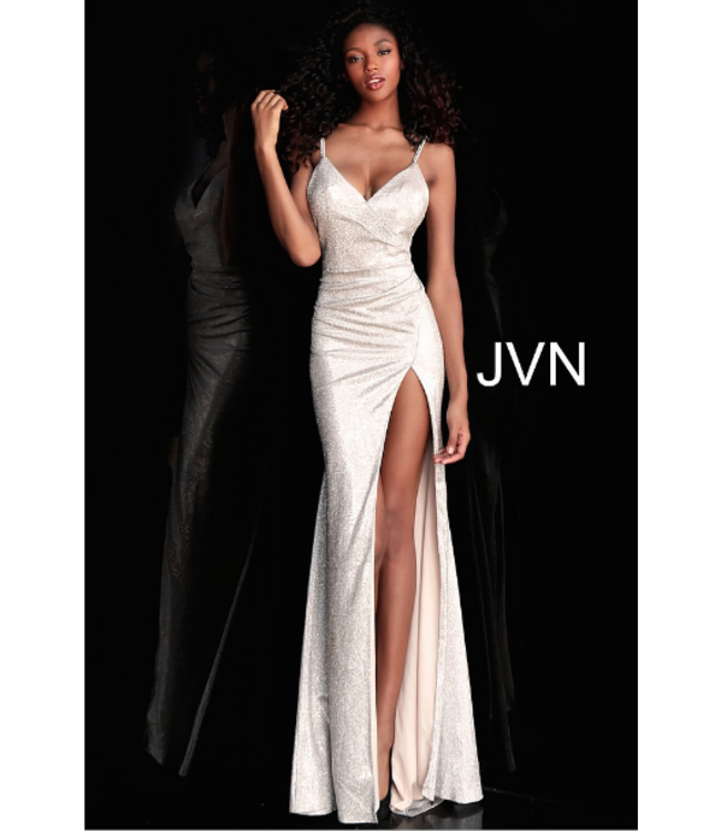 67102 Robe ajustée scintillante drapée