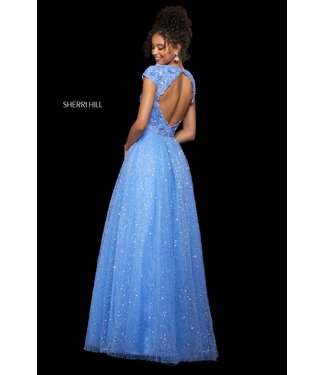 Sherri Hill 53227 Navy Robe en A avec manches courtes