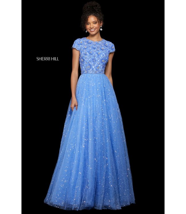 53227 Navy Robe en A avec manches courtes