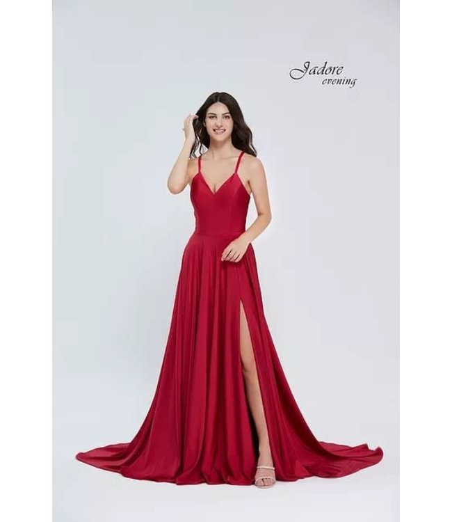J20010 Robe Fluide Avec Fente Maroon