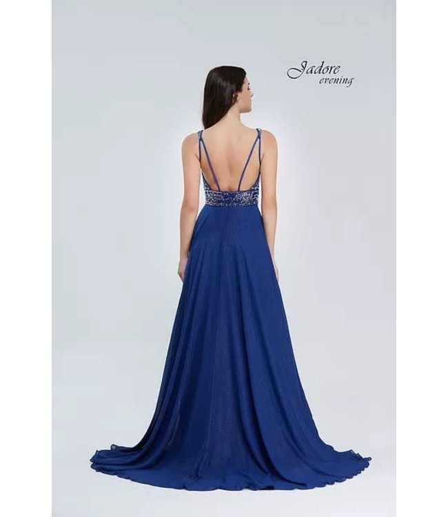 J20013 Navy Décollet avec jupe fluide