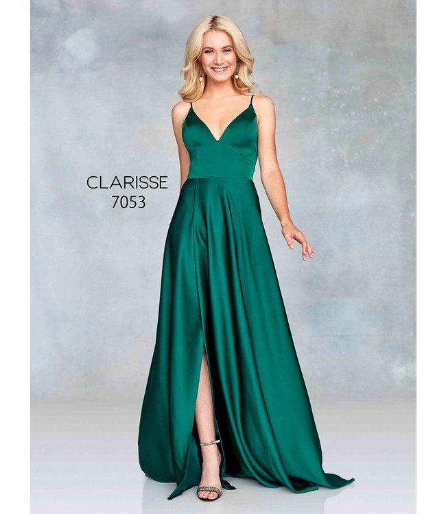 810282 Robe longue en satin vert forêt
