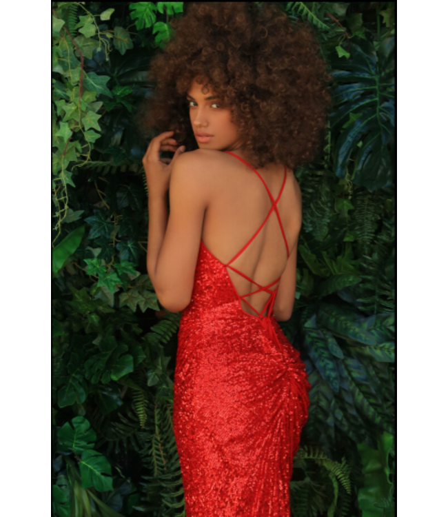 8005 Red Ajustée en paillettes