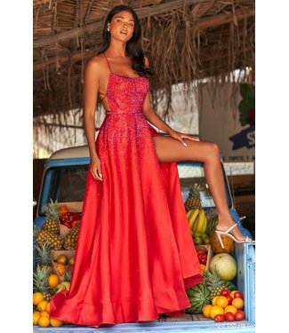 54944 Robe Fluide Dos Lacé Rouge