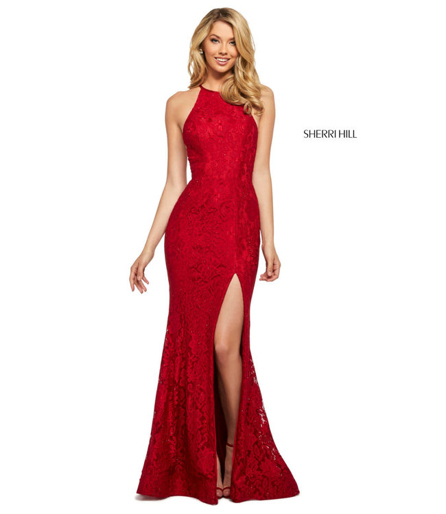53361 Robe Ajustée En Dentelle Dark red