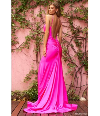 55010 Robe Ajustée Dos Ouvert Rouge