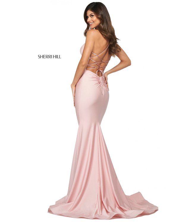 Sherri Hill 53879 Robe Ajustée À Dos Lacé Royal