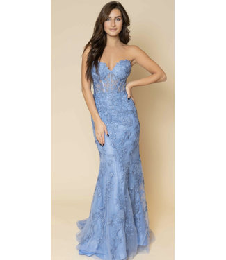 Sherri Hill 54227 Robe À Corset Avec Broderies Periwinkle