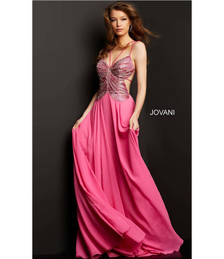 000297 Robe Fluide Avec Buste Papillon Fuchsia