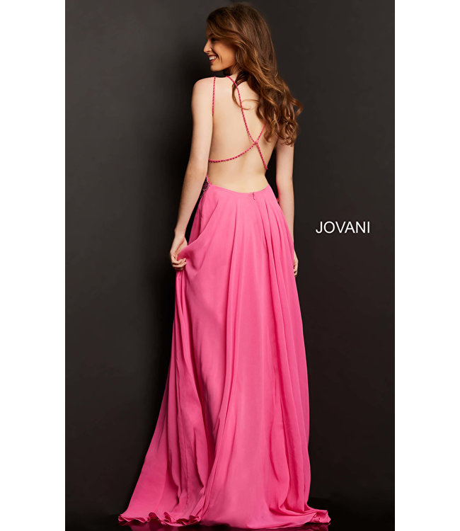 000297 Robe Fluide Avec Buste Papillon Fuchsia