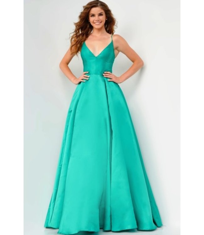 66673 Robe En A Dos Lacé Emeraude