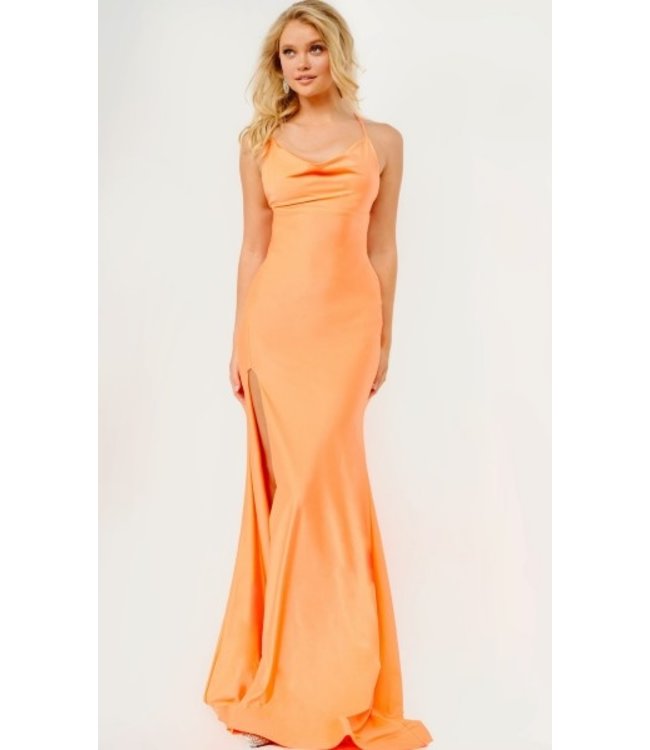 Jovani 23303 Robe Ajustée Avec Dos Lacé Orange