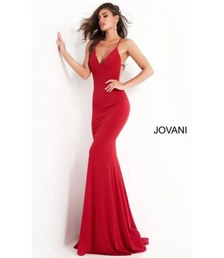 Jovani 00512 Robe Ajustée À Dos Ouvert Rouge