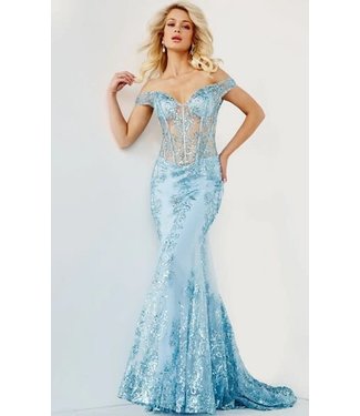 06369 Robe Corset Coupe Sirène Bleu Pâle