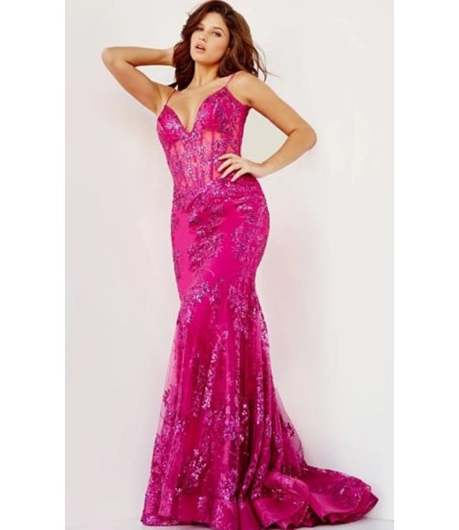 Jovani 3675 Robe Corset Coupe Sirène Berry