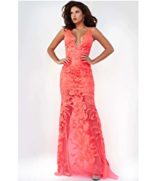 60283 Robe Ajustée Avec Décolleté Tangerine