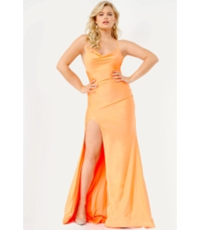 23303  Robe Ajustée Avec Dos Lacé Orange