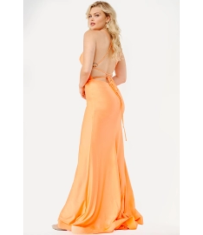 23303  Robe Ajustée Avec Dos Lacé Orange