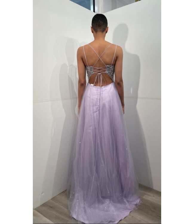 22512 Robe Brodée Coupe En A Bleu Pâle