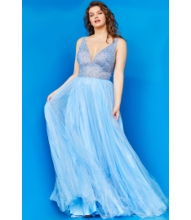 05818 Robe Longue Bleu Poudre en Tulle