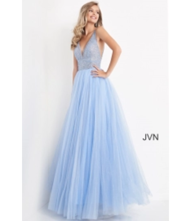 05818 Robe Longue Bleu Poudre en Tulle