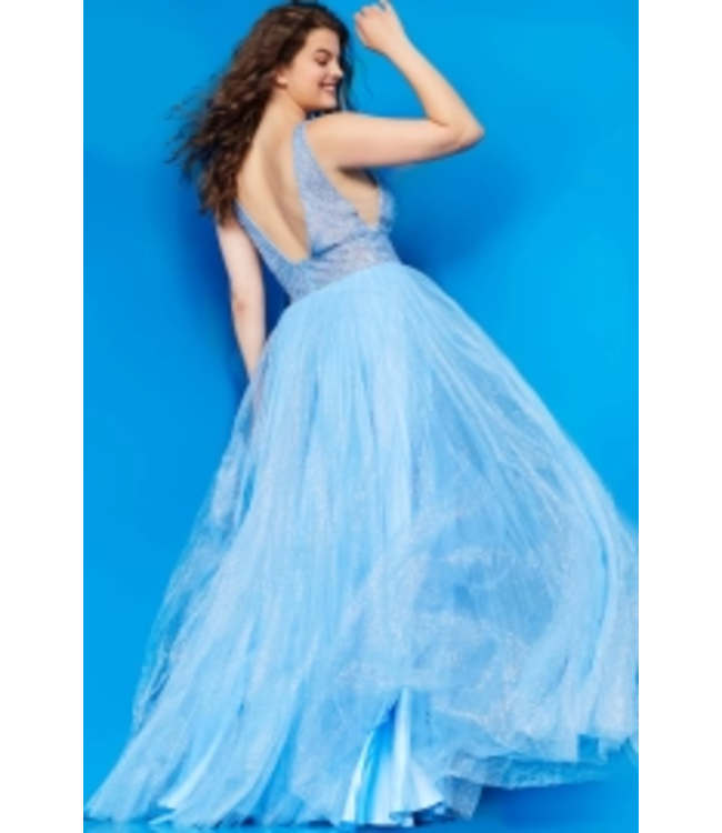 05818 Robe Longue Bleu Poudre en Tulle