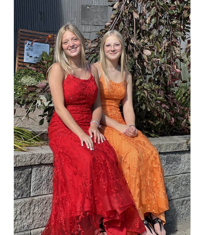 122032 Red Robe Sirène En Dentelle Rouge