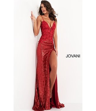 Jovani 1012 Robe Ajustée À Paillettes Red