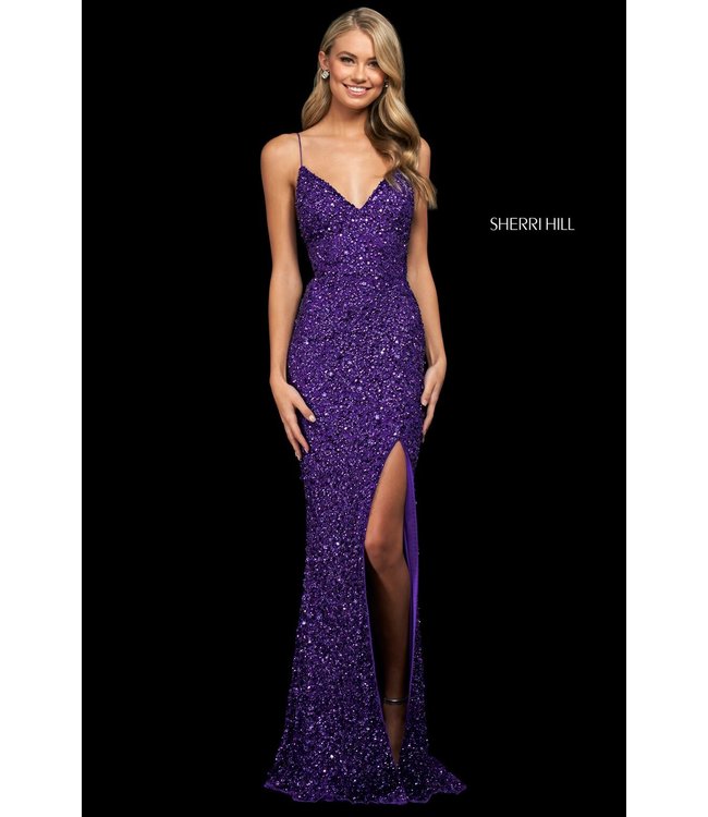 Sherri Hill 54114 Robe Décolleté À fente Peacock