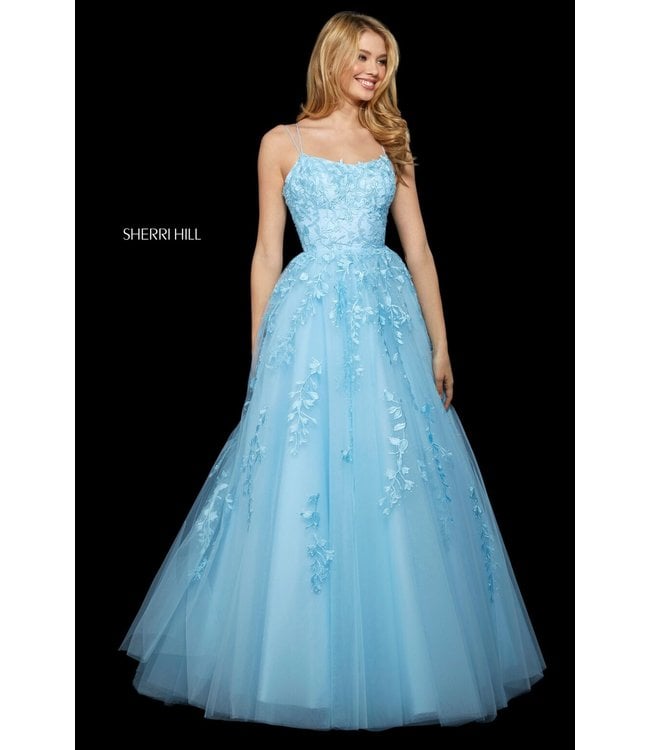 Sherri Hill 53116 Robe En Dentelle Style Princesse Bleu Pâle