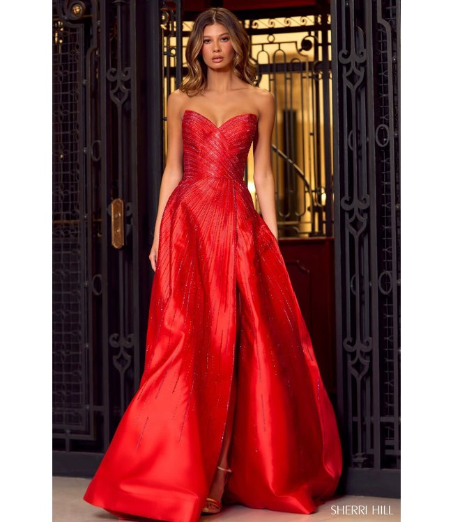 55115 Robe Brillante Bustier Avec Fente Marine