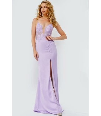 23124 Robe Ajustée Haut Brodé Lilas