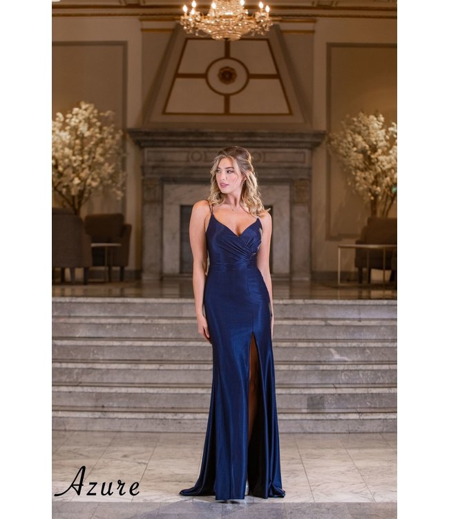 A7016  Robe  Sirène et Corset Avec Dentelle Marine