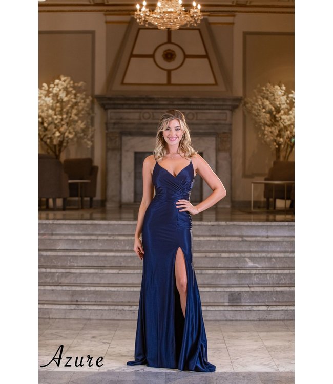 A7016  Robe  Sirène et Corset Avec Dentelle Marine