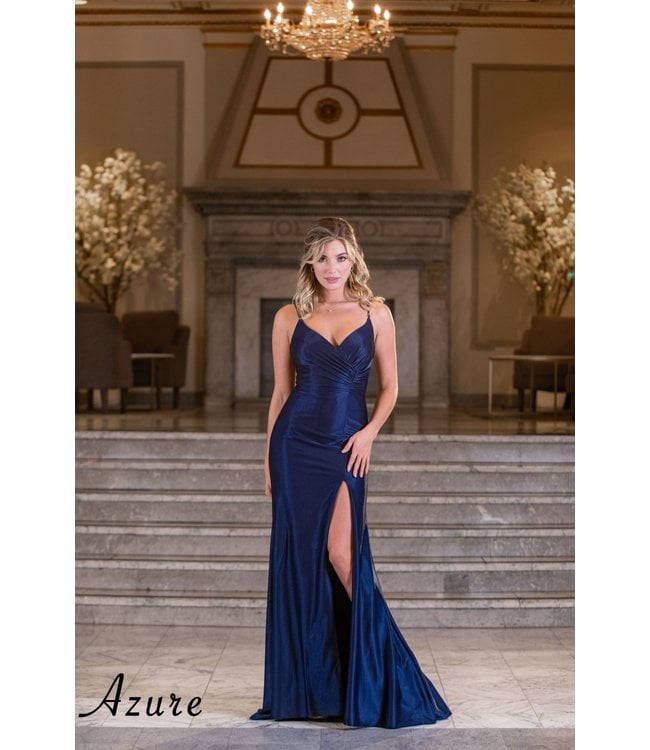 A7016  Robe  Sirène et Corset Avec Dentelle Marine