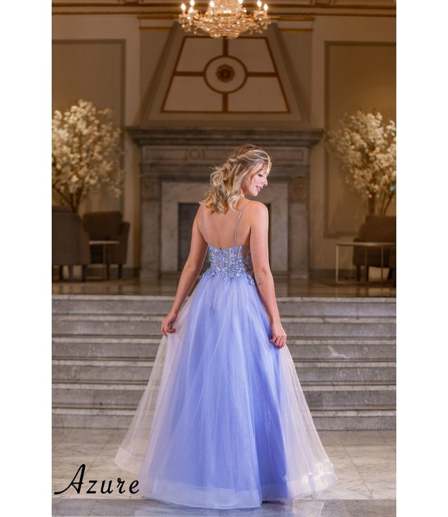 A7012 Robe Coupe En A  Avec Dentelle Periwinkle