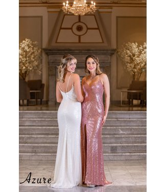 A7026 Robe à Paillette Avec Fente À La Jambe Rose