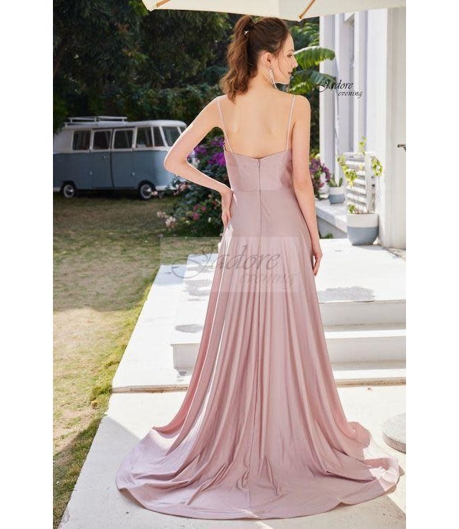 J21011 Robe En Satin Bleu Poudre