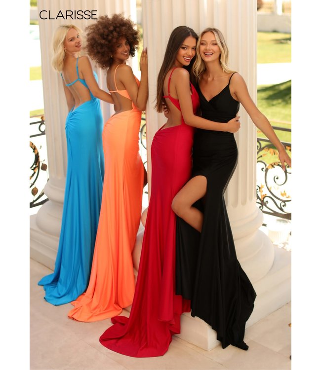 800261 Robe Ajusté Avec Fente Rouge