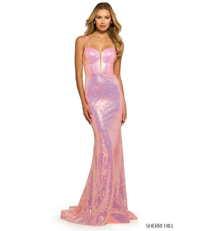 55522 Robe  Rose Corset Brillante