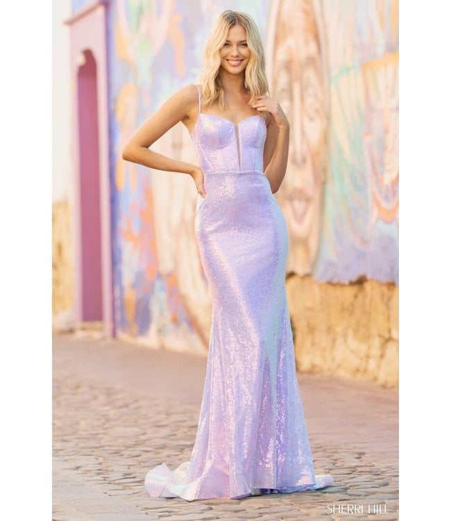 Sherri Hill 55522 Robe Lilas Corset Brillante