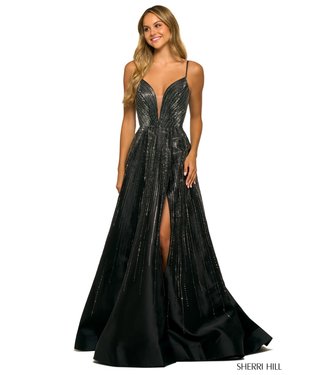 55505 Robe Noire Brillante en A