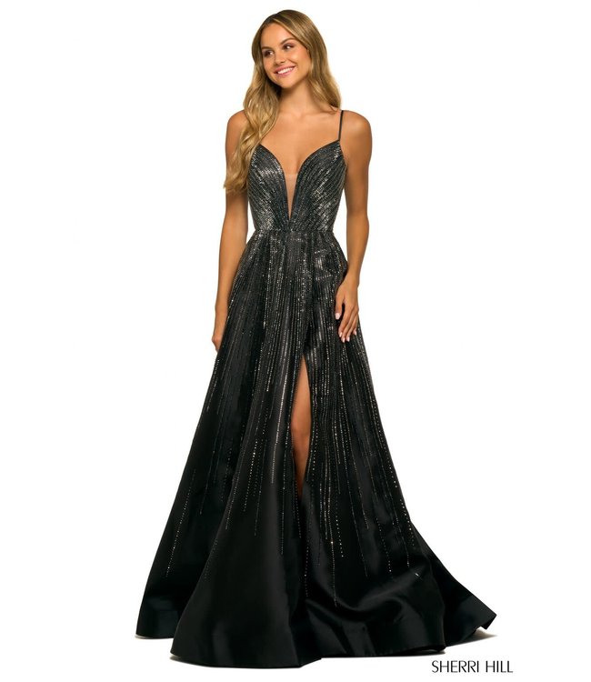 55505 Robe Noire Brillante en A