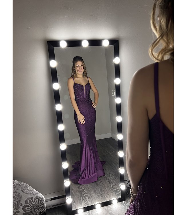 55519 Robe Plum  À Corset Scintillante