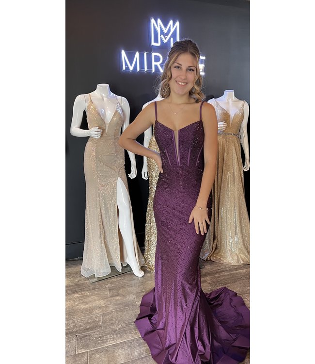 55519 Robe Plum  À Corset Scintillante
