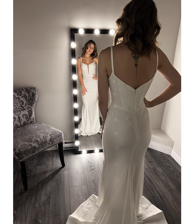 55519 Robe Ivoire À Corset Scintillante