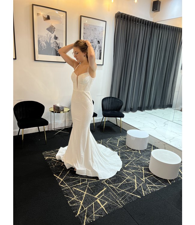 55519 Robe Ivoire À Corset Scintillante