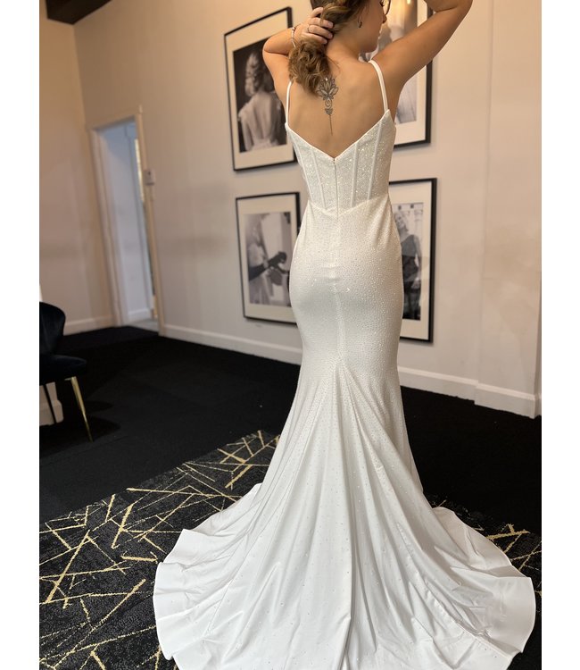 55519 Robe Ivoire À Corset Scintillante