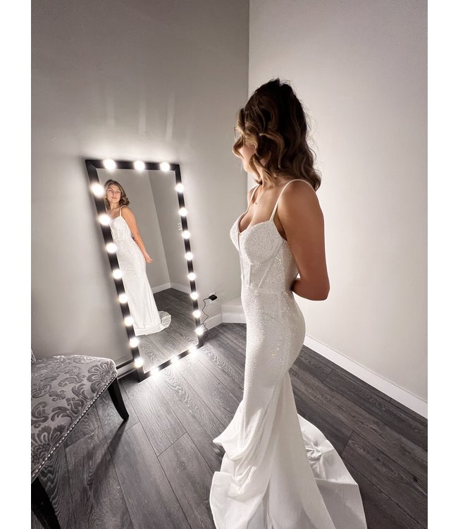 55519 Robe Ivoire À Corset Scintillante